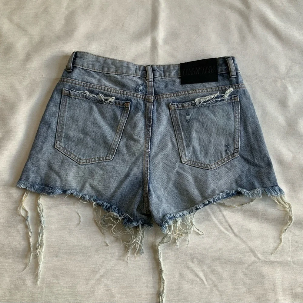 Zara Distressed Blue Jean Shorts with Patch